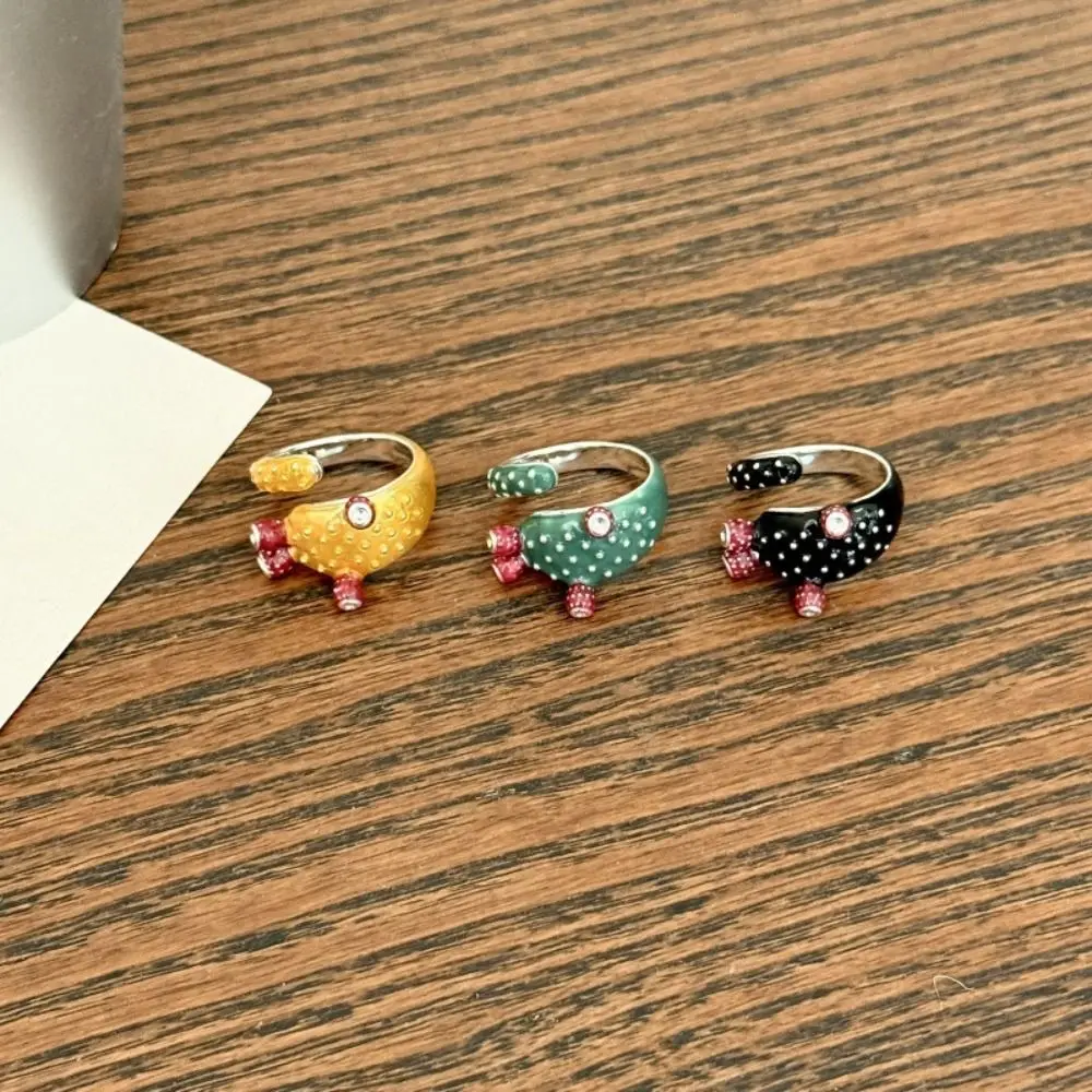 لطيف نازف النفط الصبار بالتنقيط النفط الدائري الكورية نمط مجوهرات اكسسوارات اللوحة حلقة سبيكة هندسية المينا الدائري صديق #4