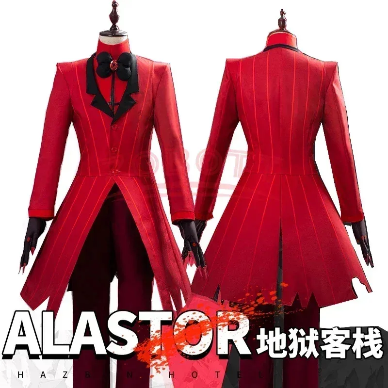 Hazbin-uniforme de Hotel para Cosplay, disfraz de ALASTOR, uniforme de Halloween para hombres adultos, chaqueta, pantalones, disfraces, traje rojo, Cosplay de Anime