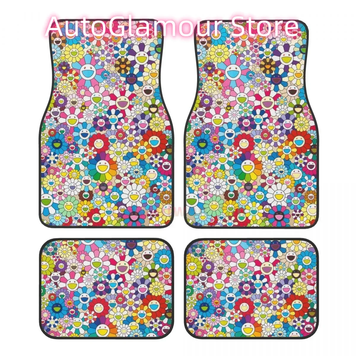 

Радужный цветок, 4 шт., бархатный женский автомобильный коврик с кристаллами, противообрастающий автомобильный коврик, аксессуары для салона автомобиля