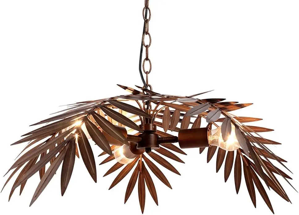 

Adjustable Tropical Coconut Leaves Chandelier Rustic Tree Lamps Living Room Dining Room Bedroom Kitchen Hanging