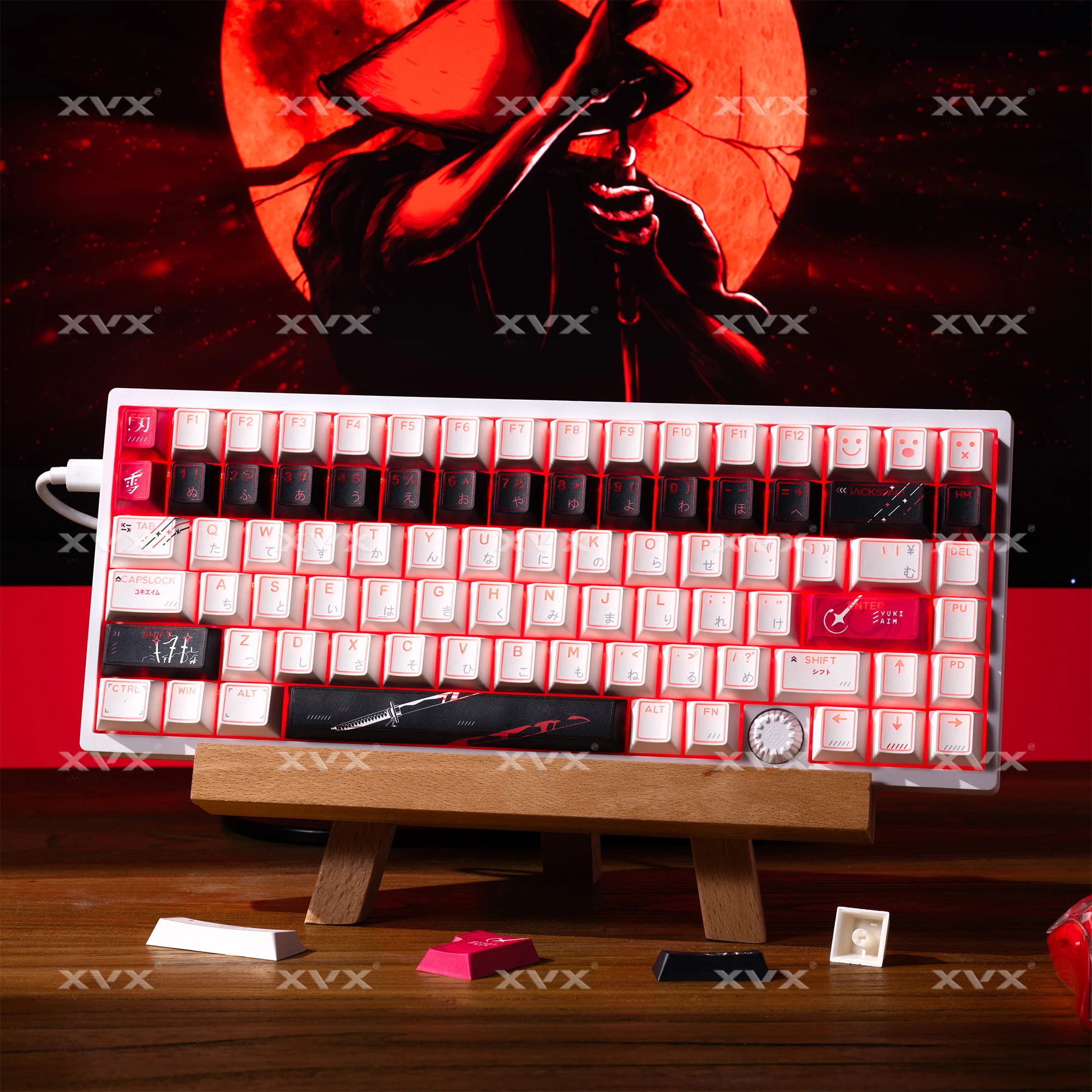 

XVX Shine Through Yuki Aim Keycaps with Japanese Character Anime Keycaps PBT Dye-Sublimation Keycap Cherry Profile 142 Keys