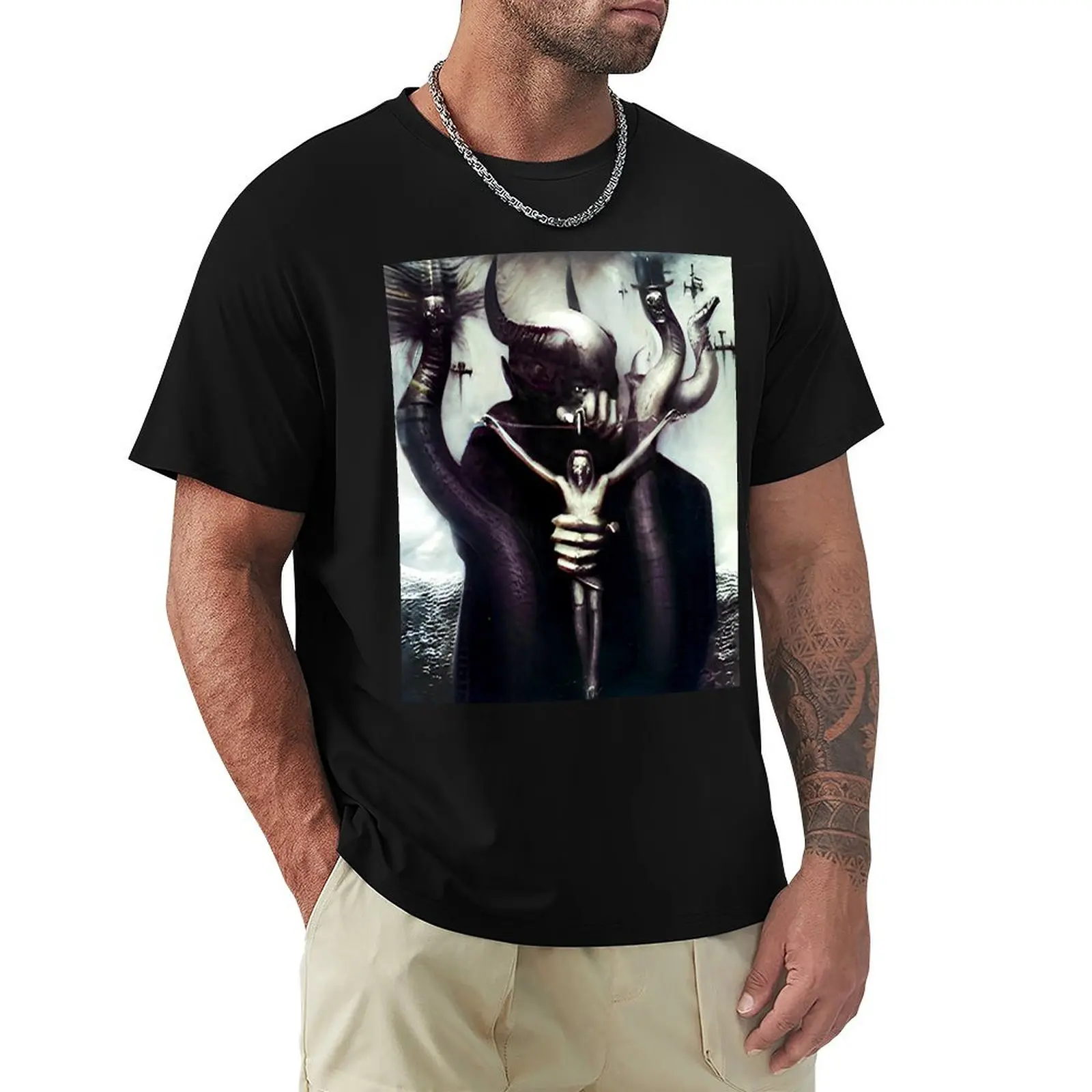 HR Giger Satan T-Shirt Plus Size Gym Sports T-Shirt