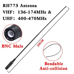 Diamond RH773 Antena macho BNC de doble banda UHF/VHF 144/430MHz para Moto ICOM IC-V8 IC-V80 IC-V80E IC-V82 IC-V85 Walkie Talkie Radio