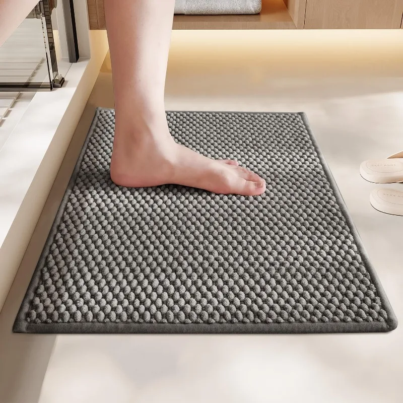 Bath Rug, Soft Absorbent Chenille, Rubber Backing Quick Dry Microfiber Mats, Machine Washable Rugs for Shower Floor