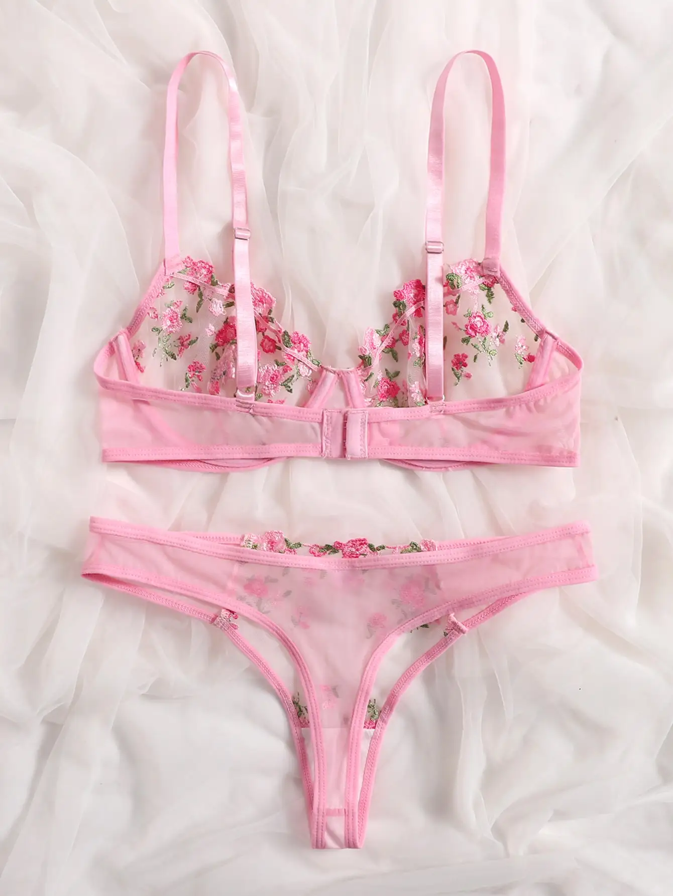 2 Pieces Lingerie Set Sexy Floral Embroidery Underwear Transparent Lace Short Skin Care Kits Delicate Fairy Set Woman 2023