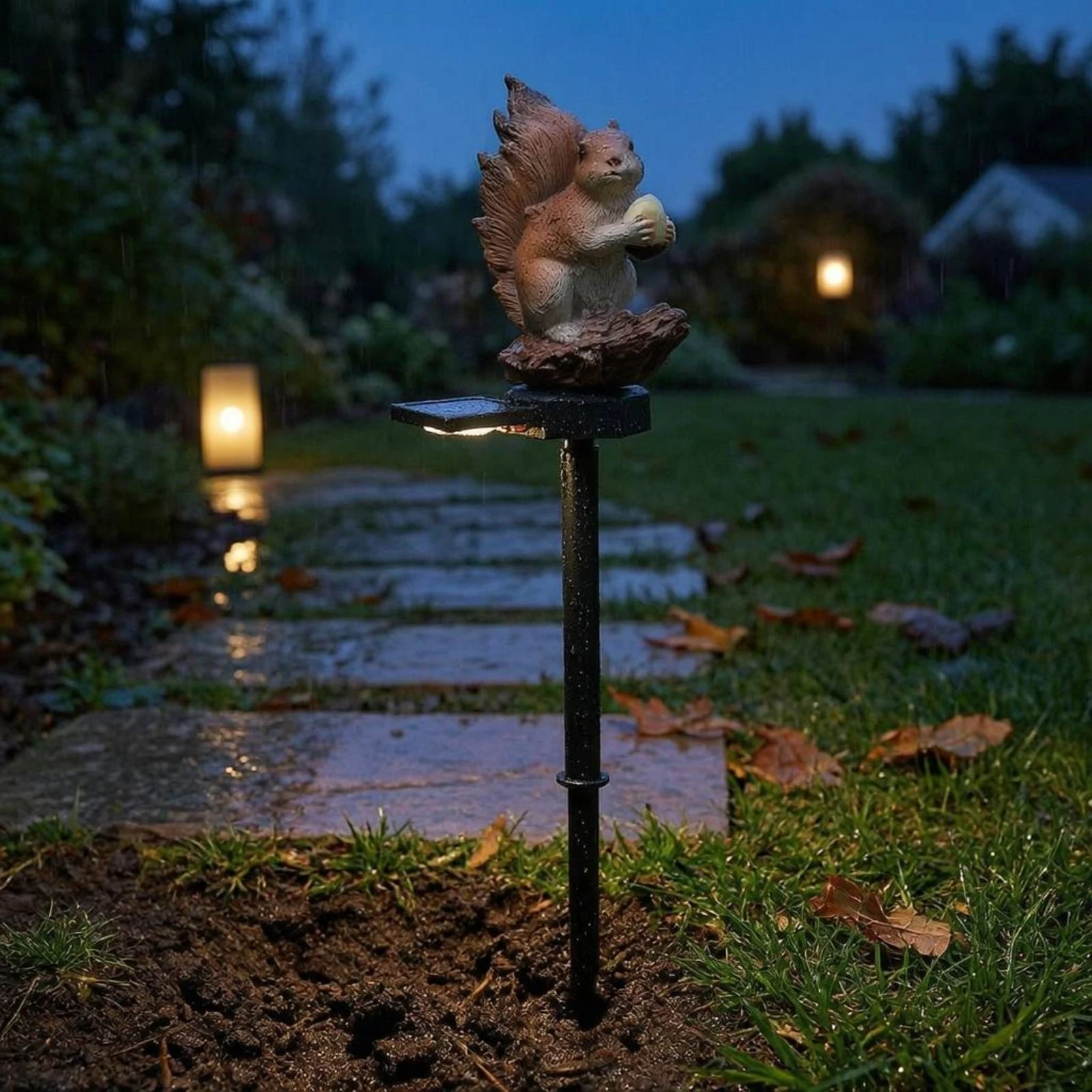 

Solar Garden Stake Light Black Stem Resin Decorative Stake Light Yard Decoration Auto on at Night Outdoor Decor LED