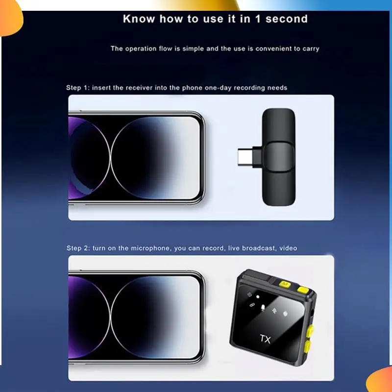 

B48A Интеллектуальное шумоподавление 2,4G Чип Беспроводной петличный микрофон Идеальный дизайн для телефона Прямая трансляция Plug Play