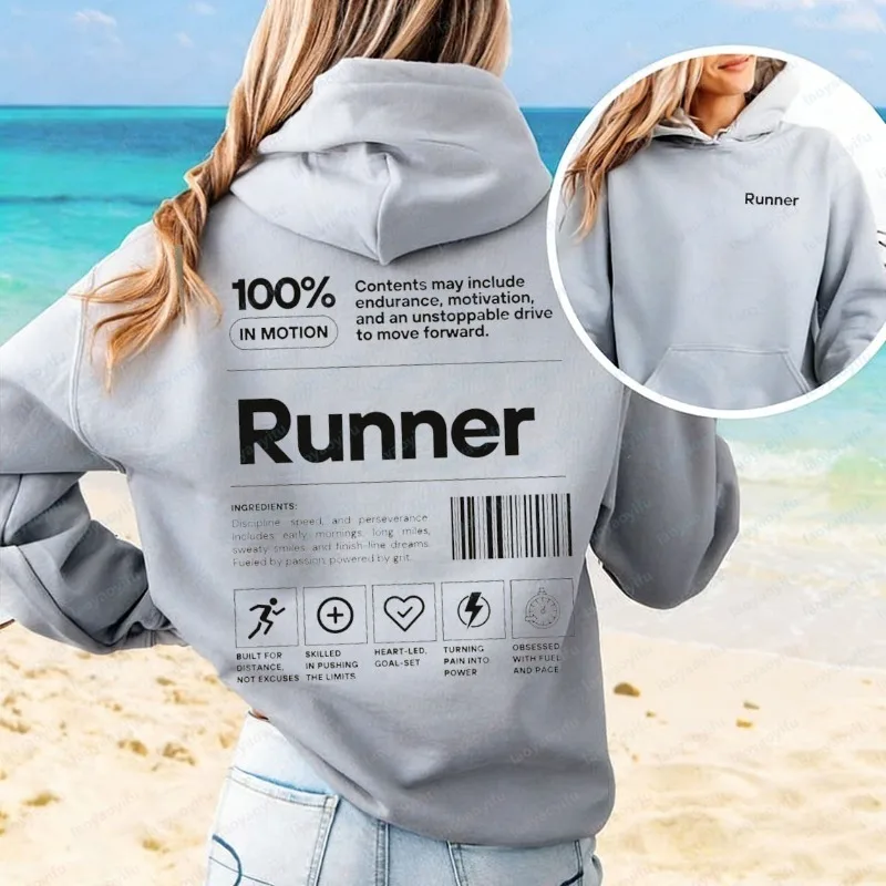 Sudadera con Capucha Divertida para Corredores, Regalo de Maratón, Camiseta Motivacional para Equipos de Carreras, Sudadera con Información Nutricional para Corredores