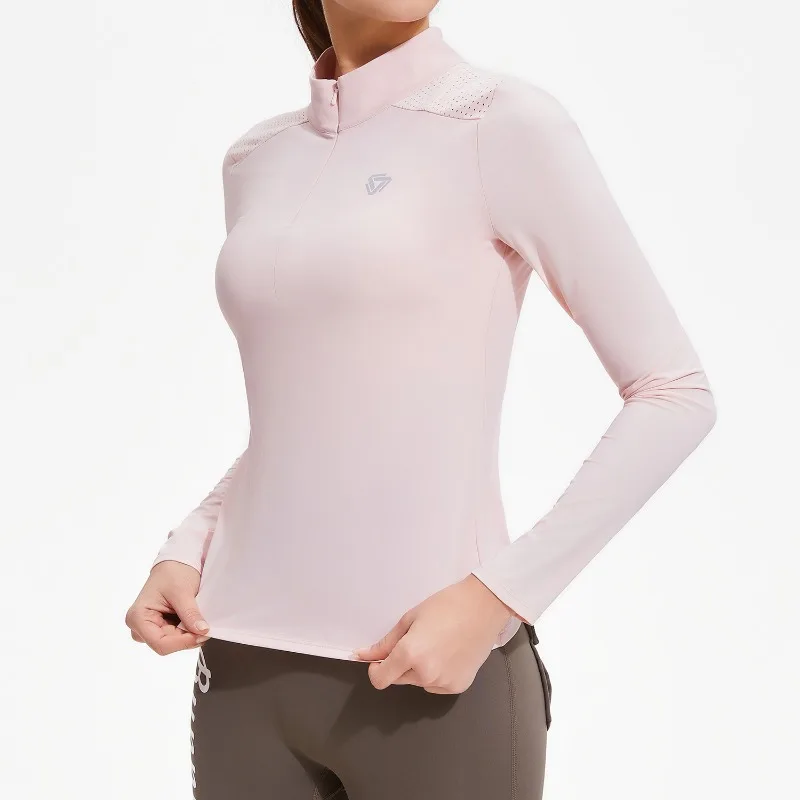 

Golf Clothing Women's Fashion Premium Sense Half Zipper Outdoor Running Sports Long Sleeve Breathable Lapel POLO Shirt