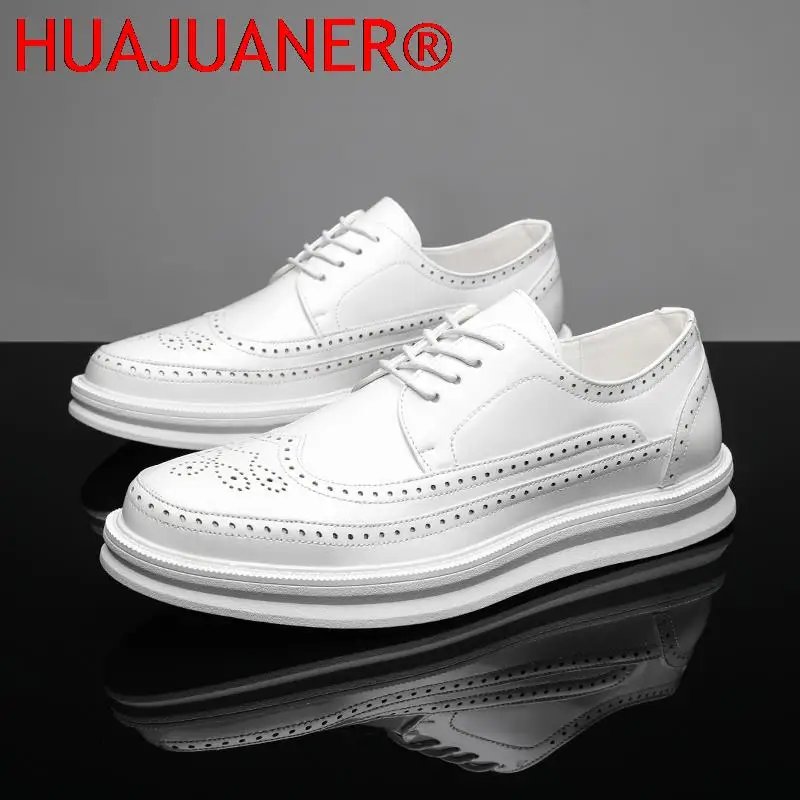 Chaussures provoqué en cuir blanc pour hommes, chaussures d'affaires décontractées, Oxfords de bureau de mariage pour hommes, chaussures de marche confortables, marque