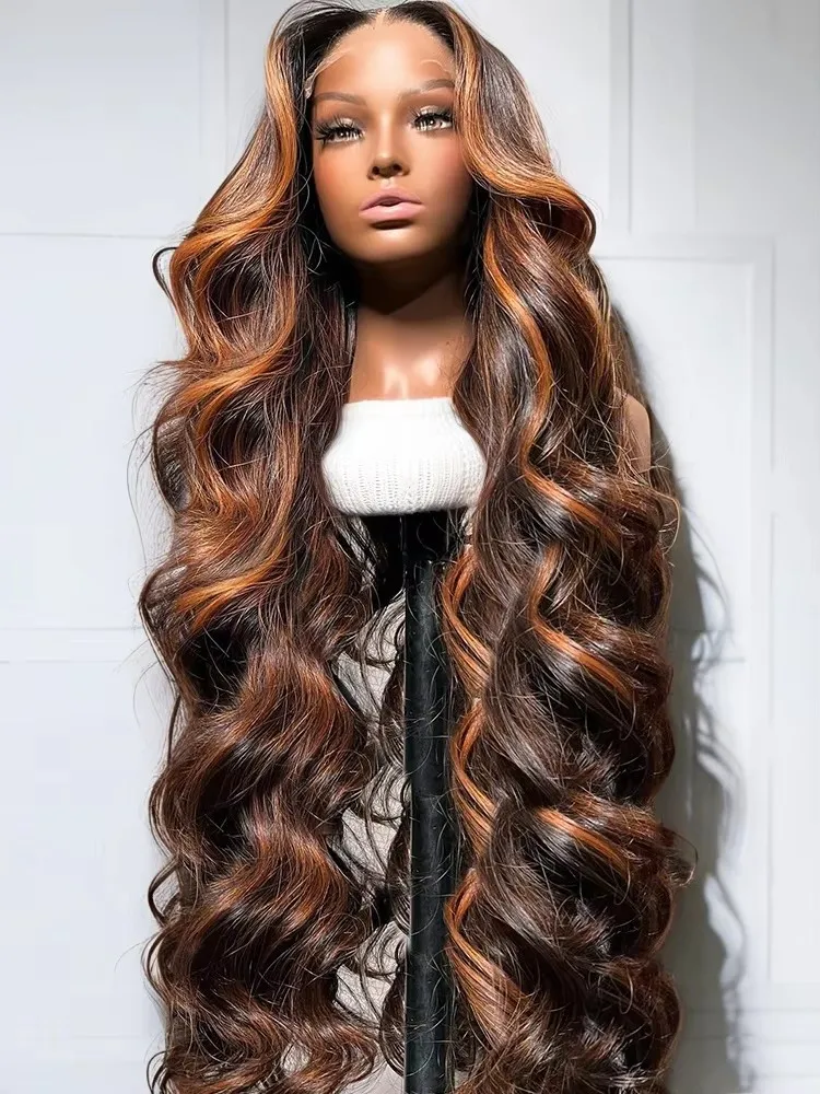 Mossily Body Wave Highlight Wig Human Hair 1B/30 Brown Highlight 13x6 HD Lace Frontal Wigs 13x4 Lace Frontal Human Hair Wig