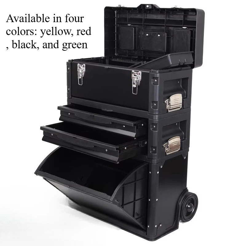 Multi functional modular handcart toolbox, wheeled mobile hardware storage box with handle,suitable for industrial organizations