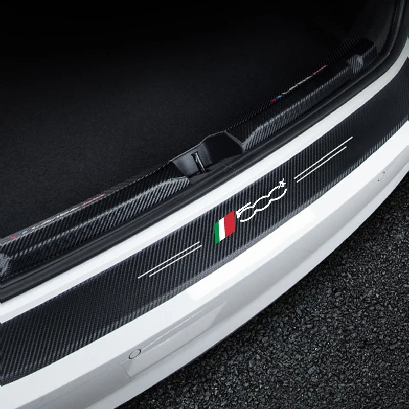 Car Front Rear Door Sill Scuff Plate for Fiat 500x 500 Badge Carbon Fiber Welcome Pedal Trunk Bumper Threshold Protector Decals