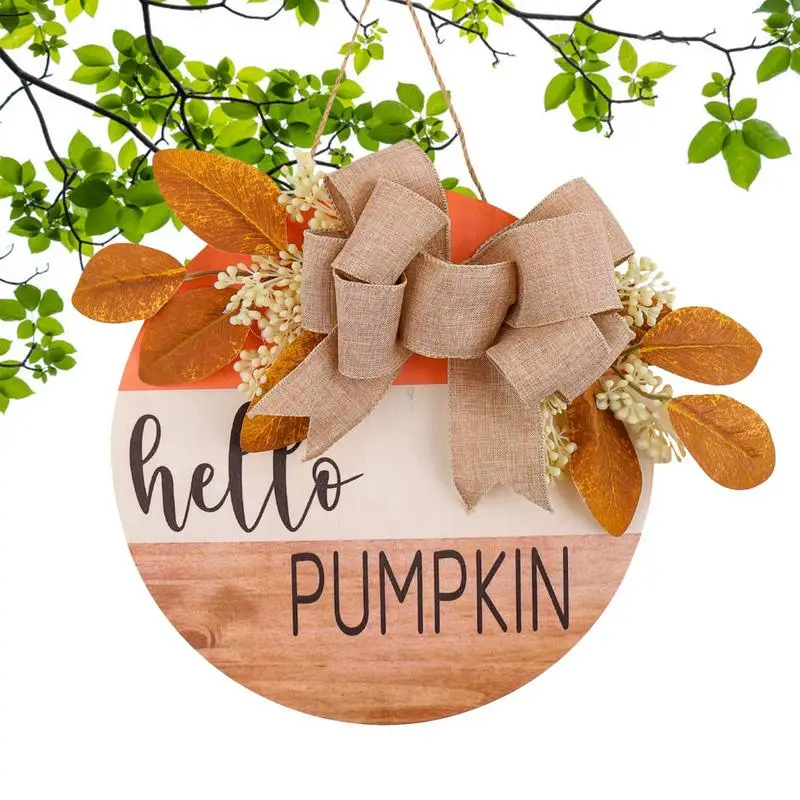 Fall Welcome Door Sign Fall Wood Door Hanger Front Door Entry Way Pumpkin Doorplate Welcome Door Wooden Fall Sign Decor Plaque