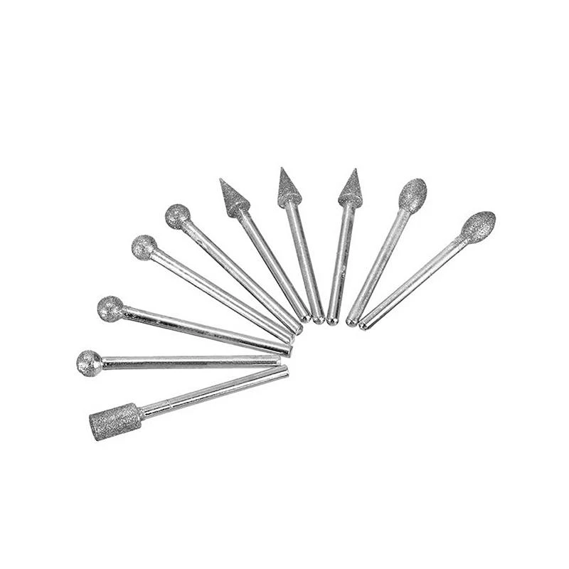 E06B 20Pcs 3mm Shank Diamond Burr Bit Cut Engraving Carving Rotary Drill Bits New