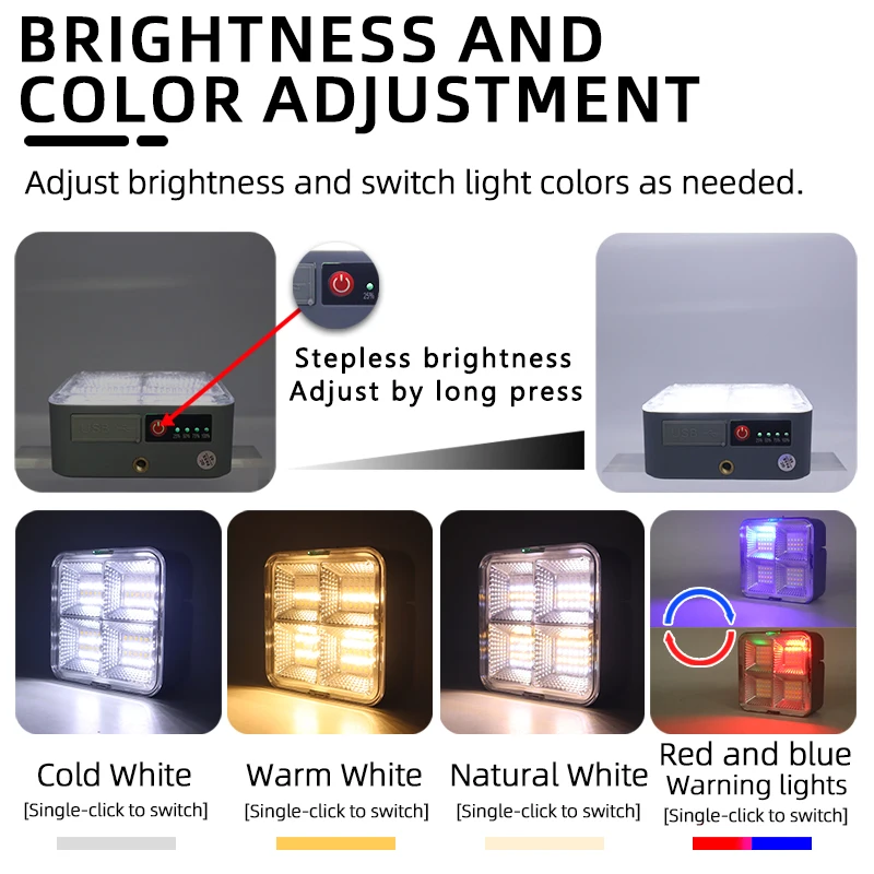 Lampadaire solaire LED Rechargeable, projecteur d'extérieur, type-c, USB, lanterne suspendue d'urgence pour Camping, lumière solaire externe