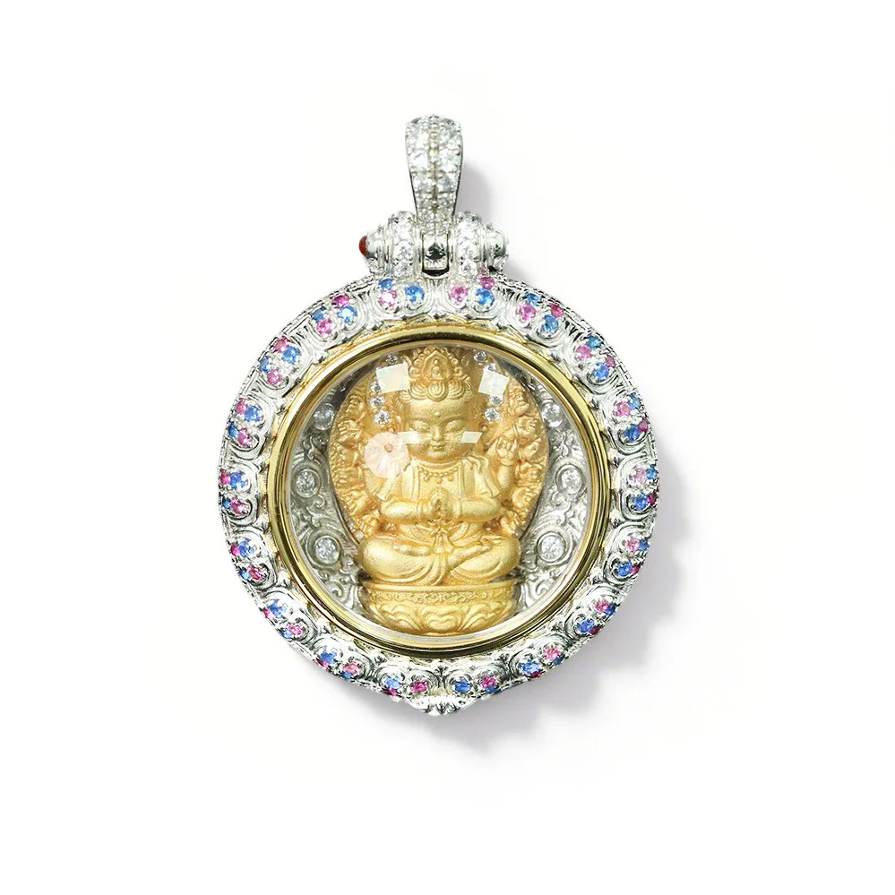 

Новый S925 серебряный высокоуглеродистый бриллиант Бодхисаттва детский Будда мир пряжка ювелирные изделия для мужчин и женщин, свадебные украшения кулон