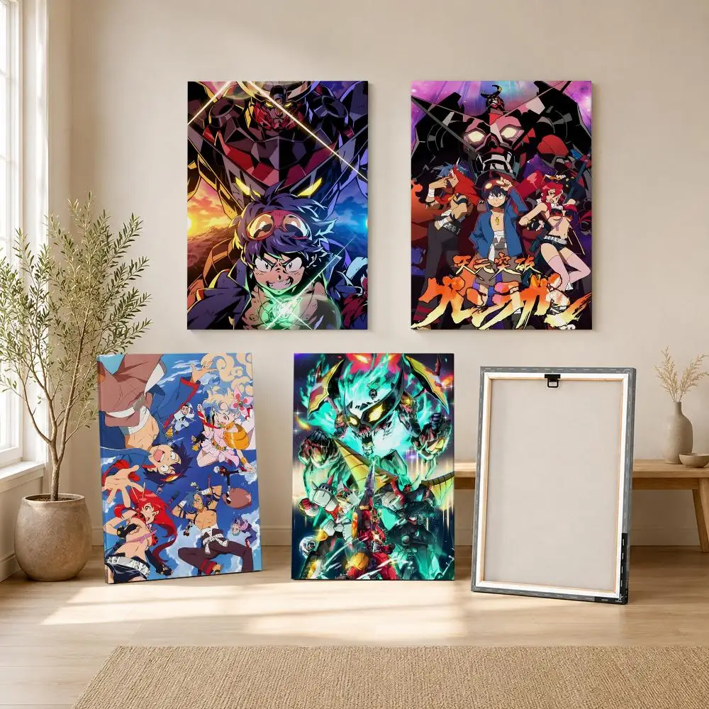 Anime T-Tengen Toppa Gurren Lagann Painting Calligraphy Framed Canvas Wall Art Print | Modern Poster | Home Hallway Decor