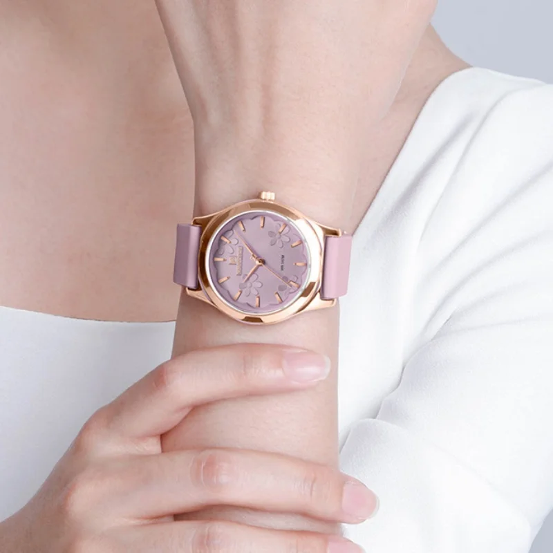 NAVIFORCE Women Quartz Wristwatch Waterproof Soft Silicone Strap Girls Unique Design Watch Elegant Lady Daily Wear Stylish Clock