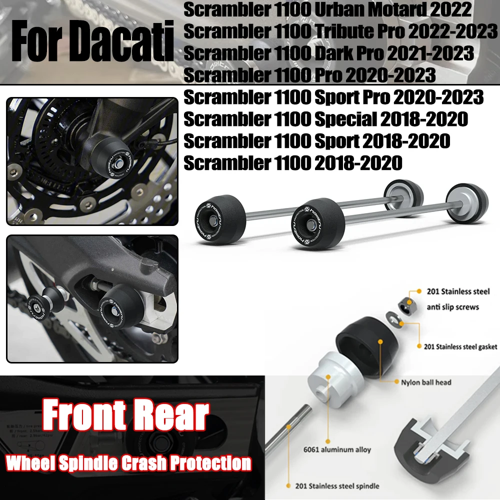 

For Ducati Scrambler 1100 2018 2019 2020 2021 2022 2023 Front Rear wheel Spindle Crash Protection