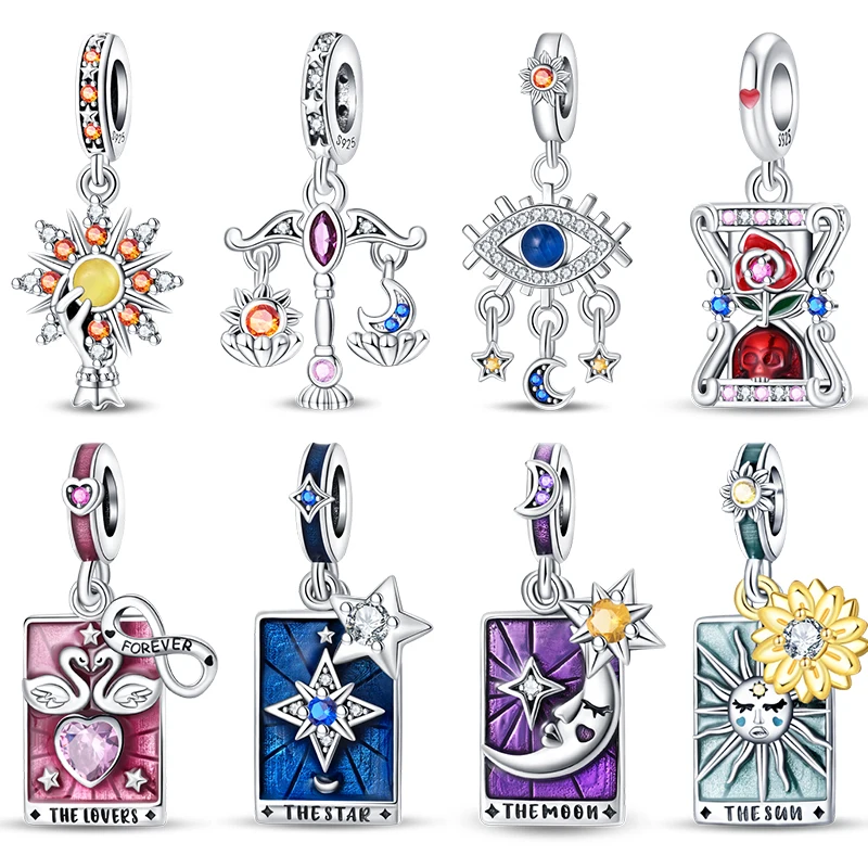 925 Sterling Silver Classic Sun Moon Stars Magic Tarot Charms Pendants For Women Fit Pandora 925 Original Bracelets DIY Jewelry