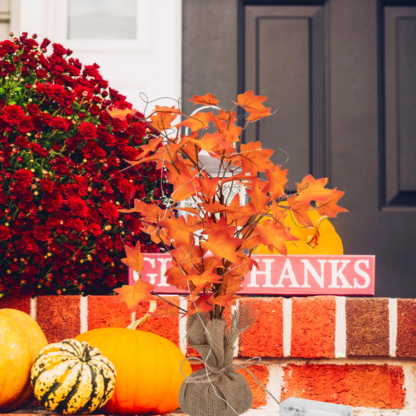 

Lighted Fall Thanksgiving Tree Decor Indoor Desktop LED Maple Leaf Tree Lamp Powered Festival Branch Light Ornament