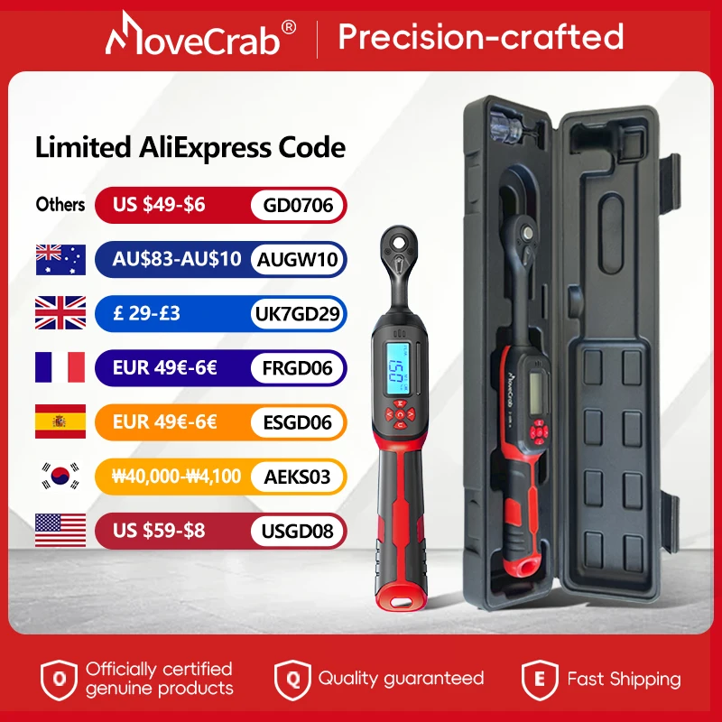 

Digital Torque Wrench 0.6-85Nm Range with Dual Direction Ratchet±2% Accuracy with Vibration Buzzer LED Alert