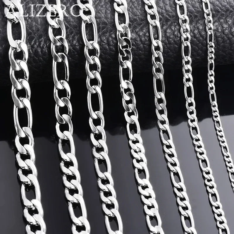 Collar de Plata de Ley 925 al por Mayor, Ancho de 2-12 mm, Cadena Larga de 40-75 cm, Cierre de Langosta, Joyería de Compromiso para Hombre y Mujer