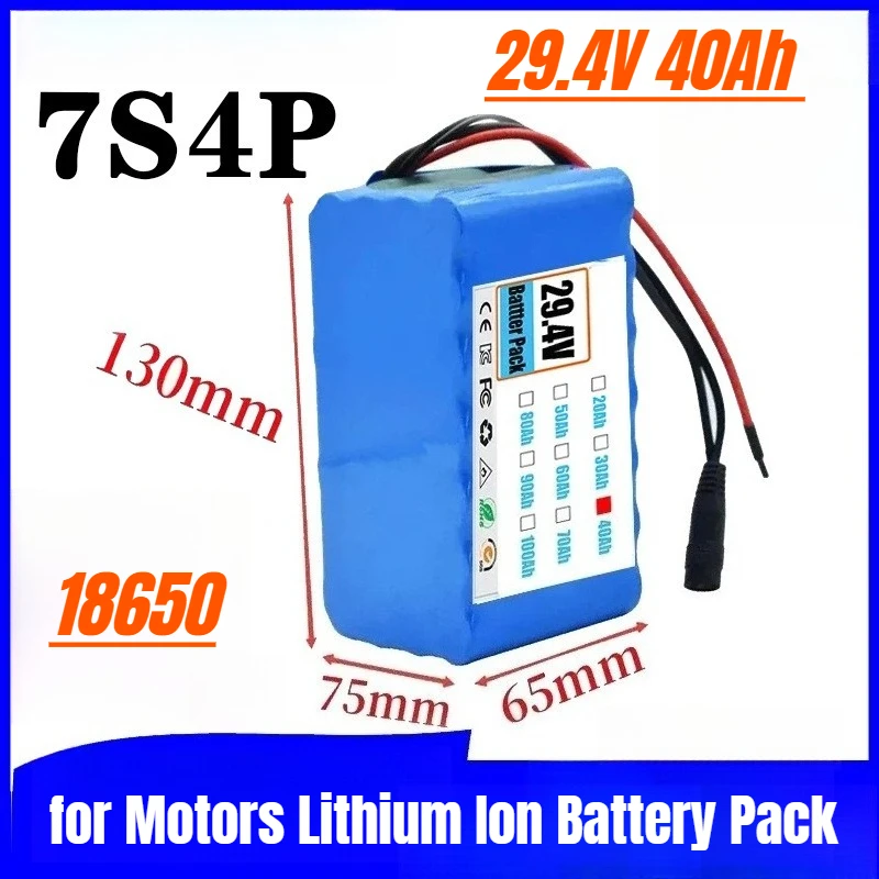 

29.4V 40Ah 7s4p 18650 Lithium Battery for Motors Lithium Ion Battery Pack