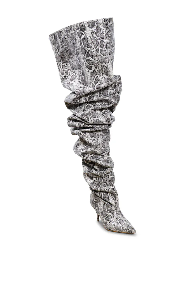 Sexy Snakeskin Women Long Boots Fashion Mixed Color Stiletto Heel Thigh High Boots Lady Over the Knee Winter Boots Big udo