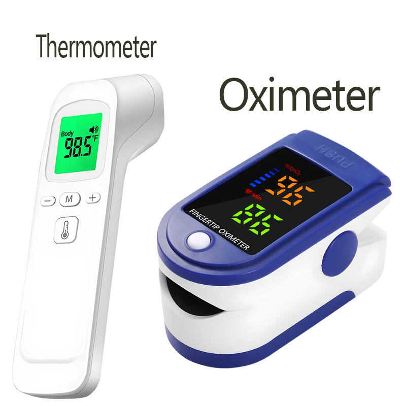 Non-Contact Temperature IR Thermometer Body Fast Measure Digital Fever Thermometer OR Portable Fingertip Blood Oxygen Oximeter