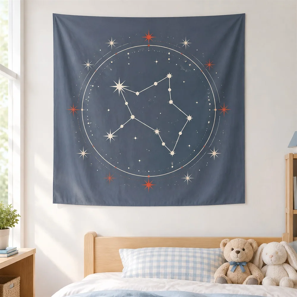 VIKAMA Constellation Line Art Tapestry Wall Hanging, Minimal Celestial Wall Art, Modern Decor for Bedroom Living Room Office