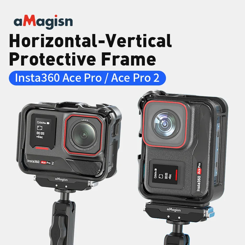 Obudowa ochronna z tworzywa sztucznego AMagisn + Uchwyt do montażu poziomego i pionowego, osłona do akcesoriów Insta360 Ace Pro 2 — zdjęcie produktu 3