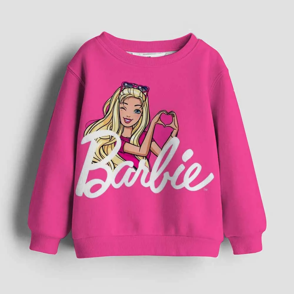 New Printed Barbie Children's Round Neck Hoodie Autumn/Winter Long Sleeve Sweatshirt Boys and Girls Kawaii Birthday Gift