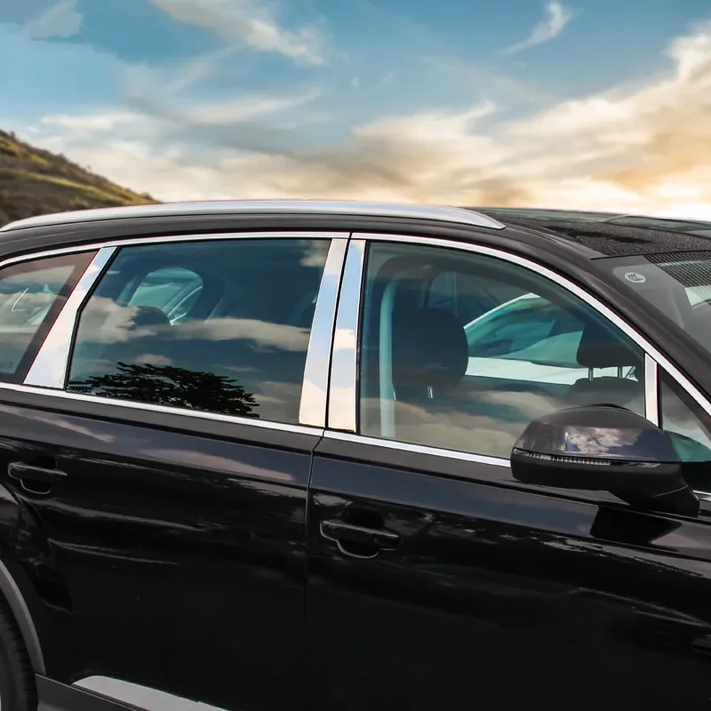 

Наклейки из нержавеющей стали для декоративной отделки дверных и оконных панелей B и C, накладки на стойки для Audi Q7 2016-2019, аксессуары для экстерьера автомобиля