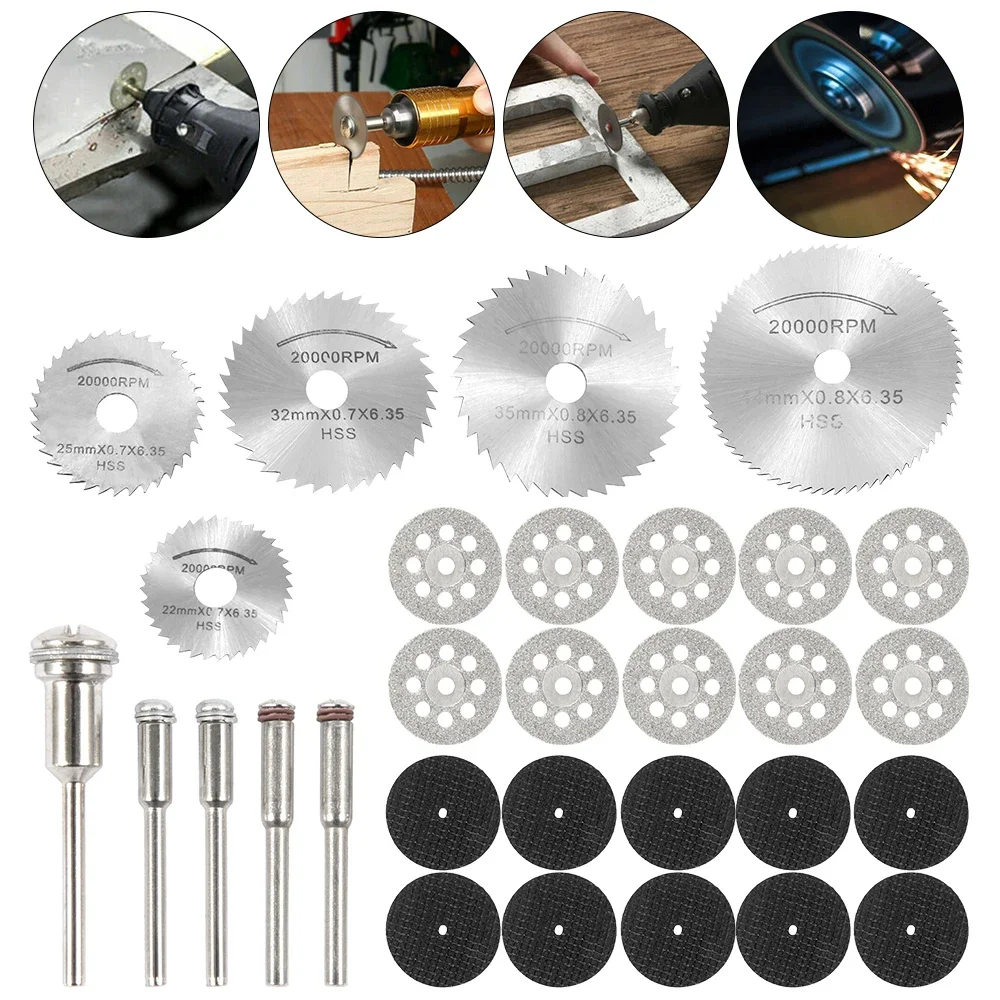 Diamond Cutting Disc Mini Circular Saw Blade Set Sanding Grinding Wheel Woodworking Tool for Dremel Power Tools Accessories