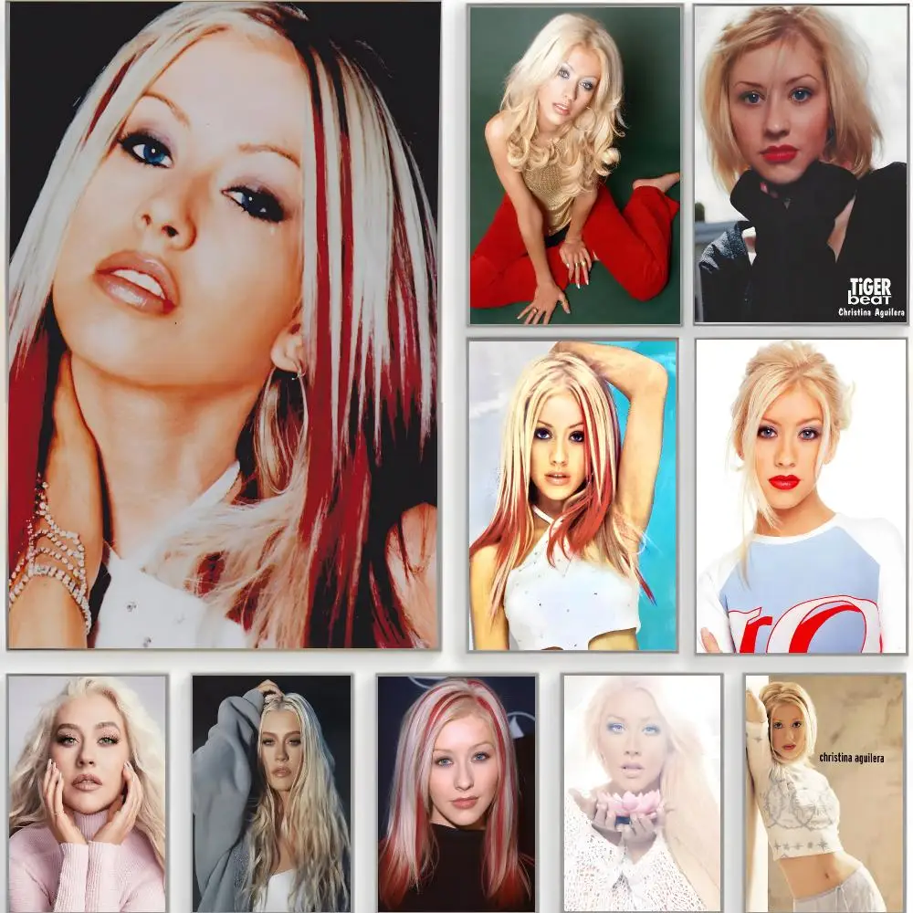 pop singer c-christina aguilera Poster Classic Wall Art  Home Decor  Peel and Stick Unframed