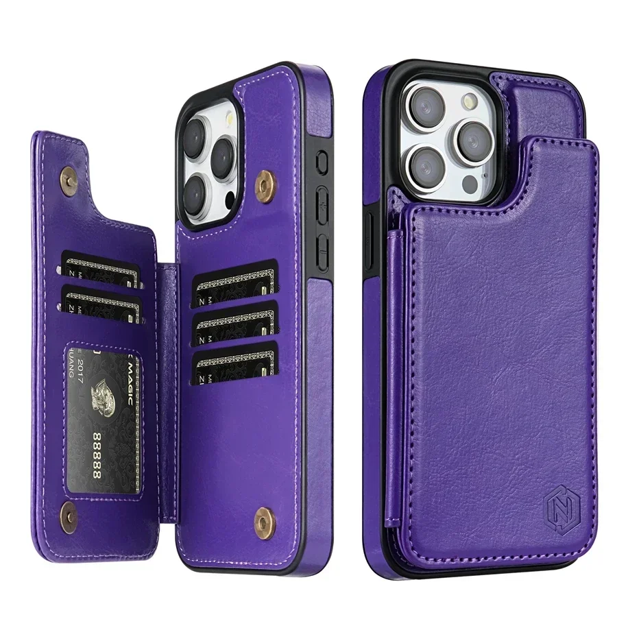 Brieftasche RFID-blockierende Schicht schützen magnetische Flip-Ledertasche für iPhone Air 17 Pro Max 16e 16 15 Plus 14 13 12 11 XR Cover