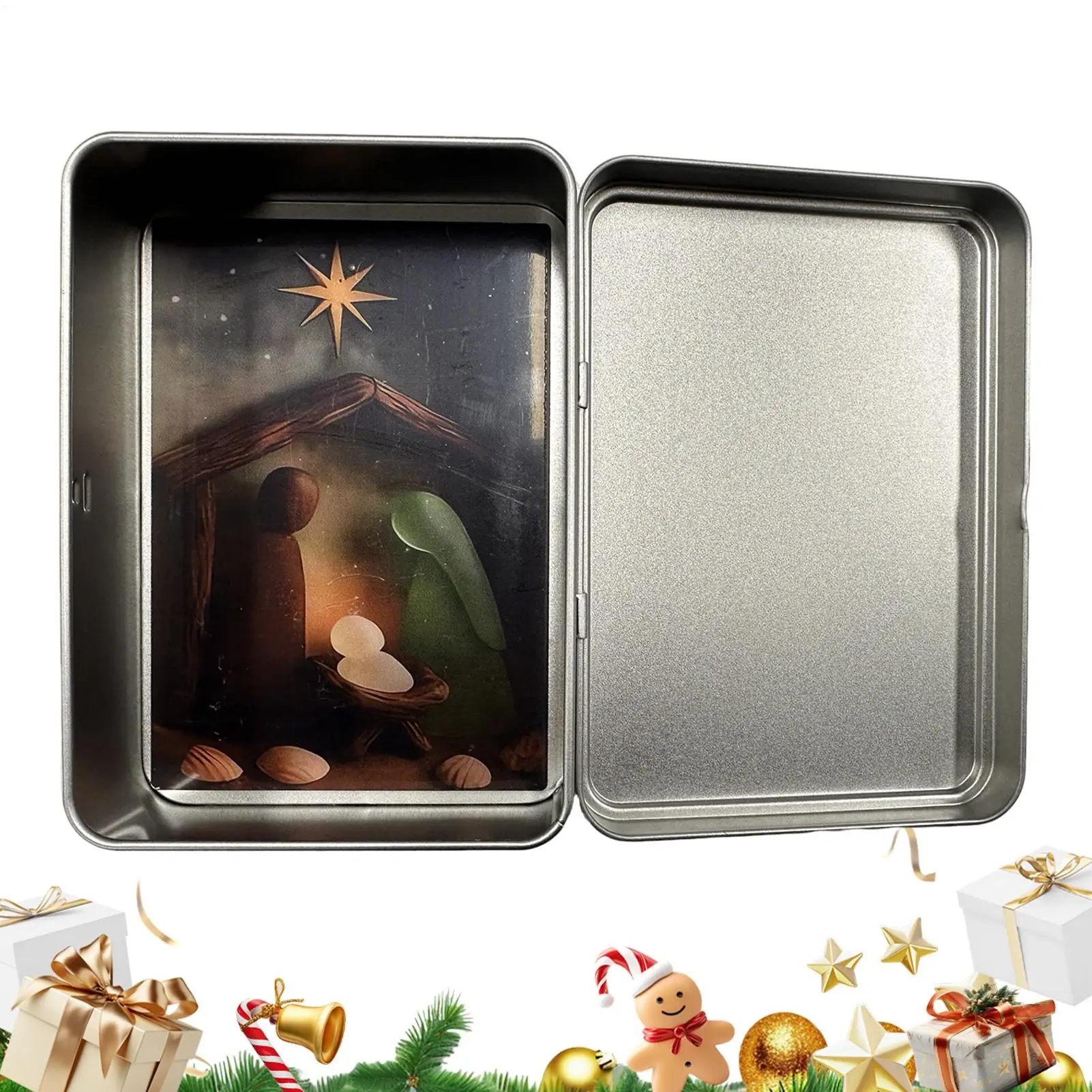 2D Manger Scene Nativity Set With Driftwood C oastal, Christian Christmas Decor, Home Decorations For Desk Shelf & Tabletop Gift