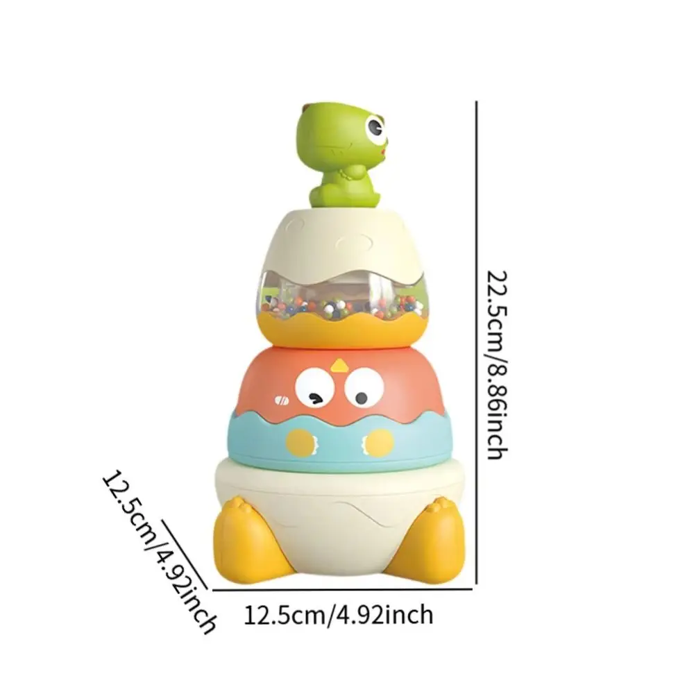 Ferrule Dinosaur Rainbow Stacking Rattle Montessori Stacking Rings Developmental Rainbow Tower Puzzle