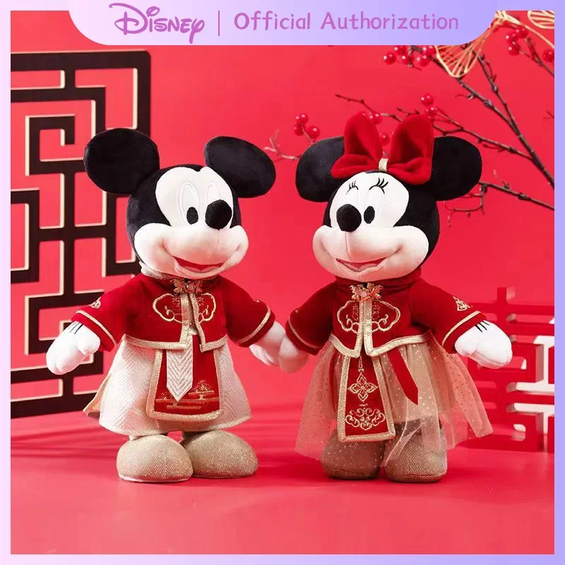 36CM Disney Limited Series Mickey Mouse Cute Minnie Plush Toy Cartoon Stuffed Doll Anime Couple Souvenir Kawaii Birthday Gift