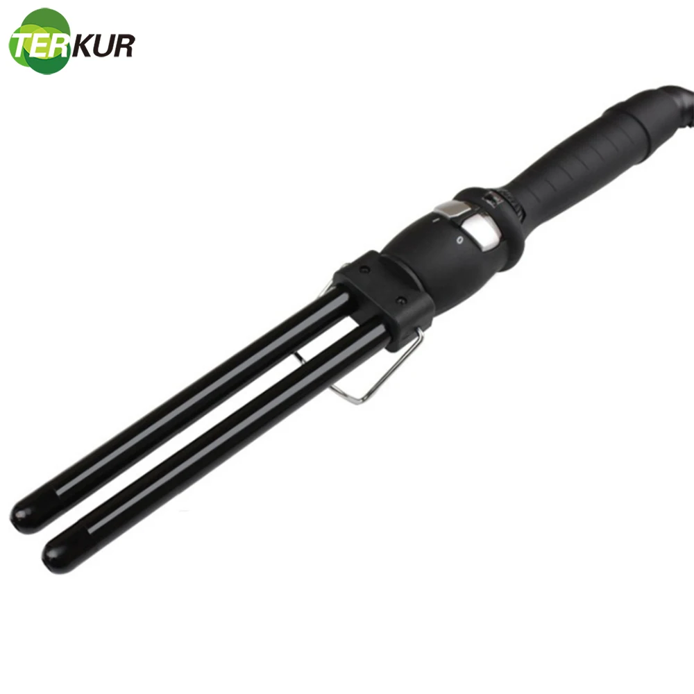 Curling Iron with Tourmaline Ceramic Coating 13mm Hair Curler Wand Roller Anti-scalding Insulated Tip Double Tube Styling Tools