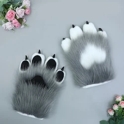 40GC 1 Pair Animal Paw Gloves Simulation Animal Claw Gloves Furry Gloves Cosplay Nails Claws Gloves for Cosplay Party Props