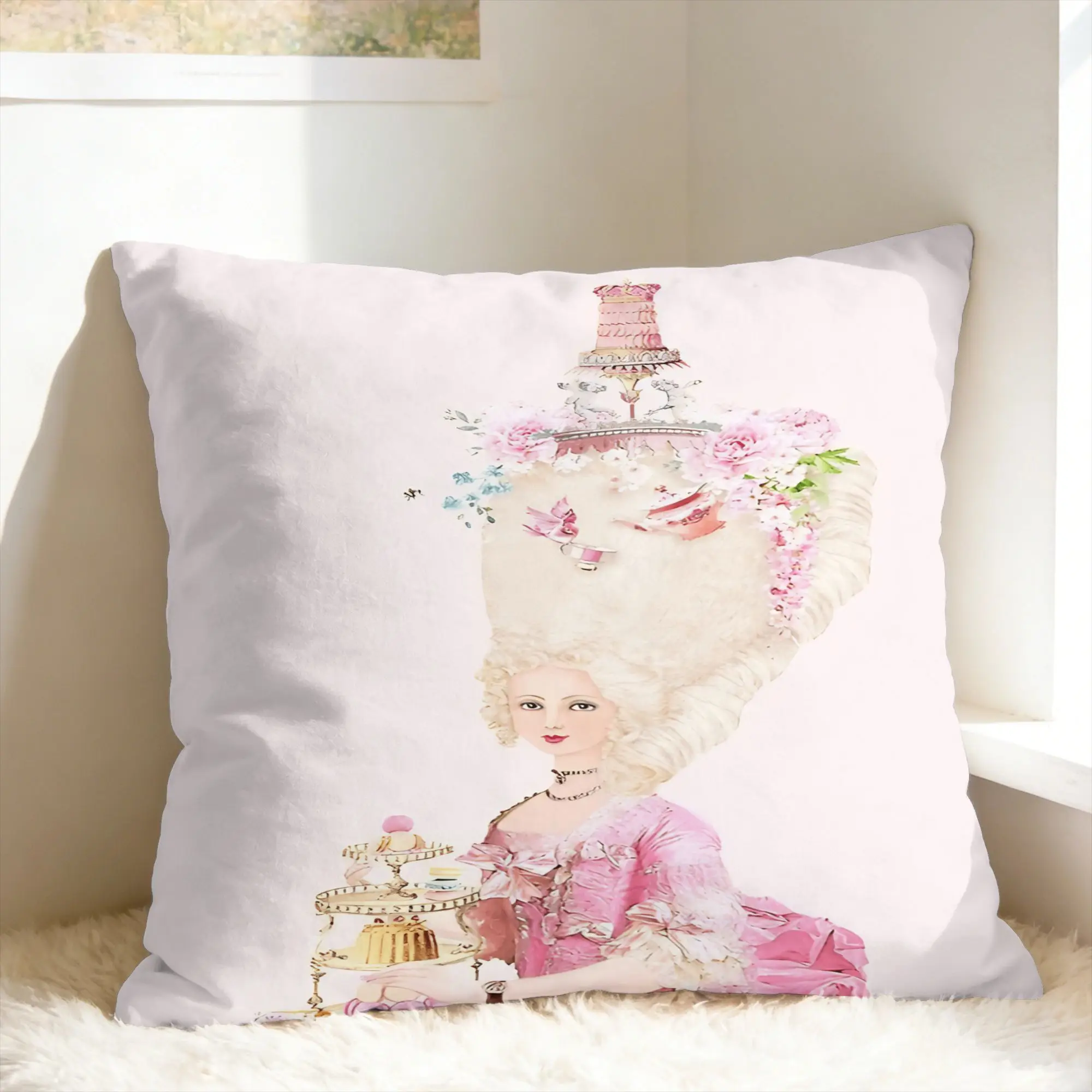 Pillow Cover Marie Antoinette Afternoon Tea In French Paris  Novelty Pillow Case For Sofa Bedroom Home Decor Pillowcases