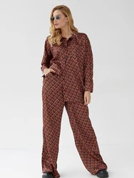 Marthaqiqi Printing Ladies Sleepwear Suit Long Sleeve Nightwear Turn-Down Collar Nightie Pants Fashion Female Pajama 2 Piece Set