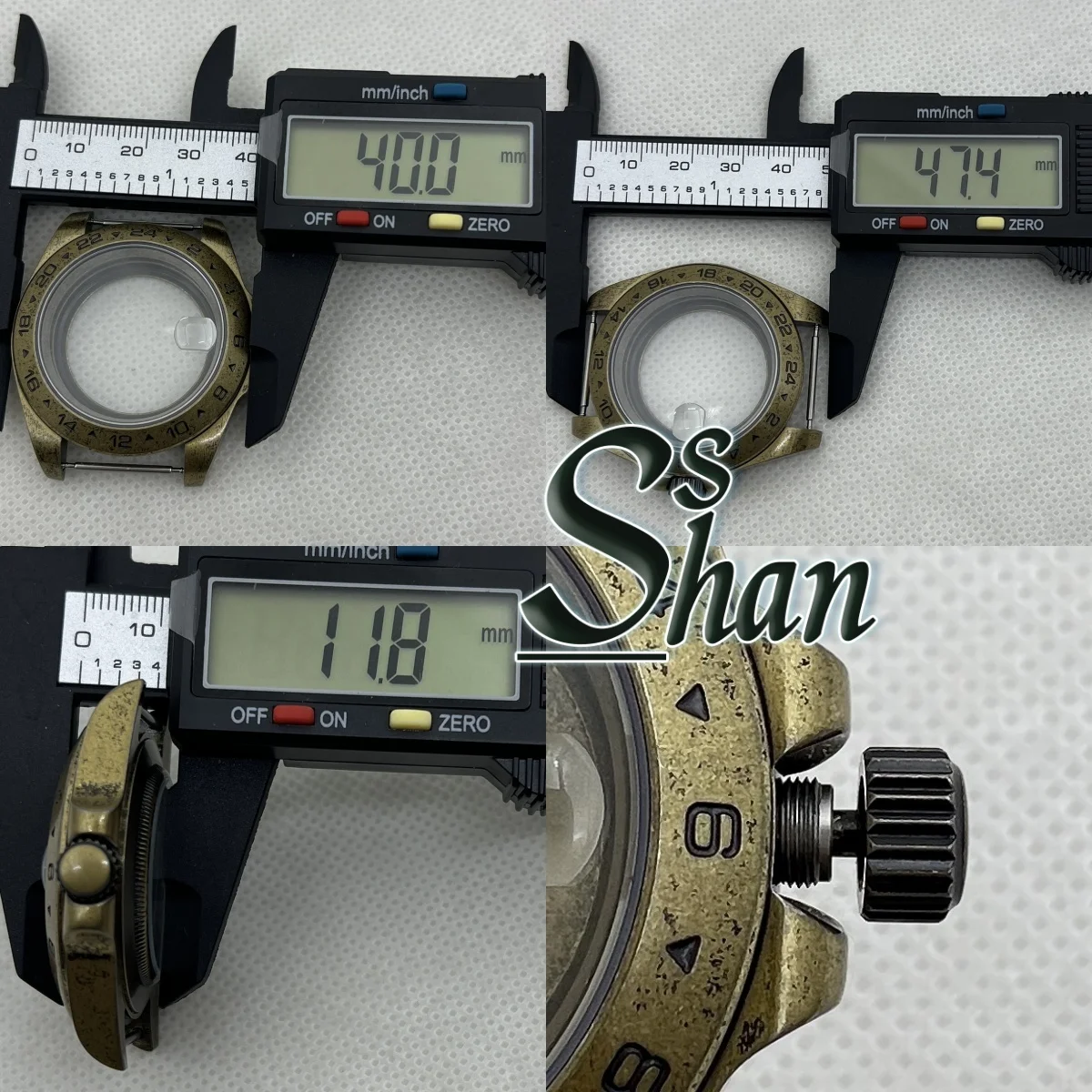 40 mm bronzen kast 24-uurs GMT vaste lunette saffierglas geschikt voor NH34 NH35 NH36 NH39 ETA2824 PT5000 automatische uurwerken