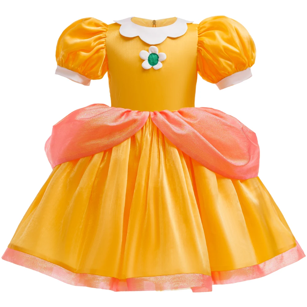 Eu's SWIND Store Summer Fashion New Cartoon Daisy festival Dress Girls Peach Princess Costume Children Party Carnival Fancy Gown