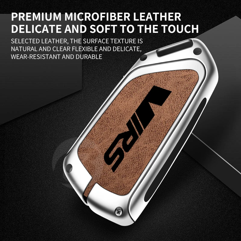 Zinc Alloy Leather Car Key  Cover Case Holder Shell Bag for Skoda Virs Remote Control Keyless Keychain Interior Accessories