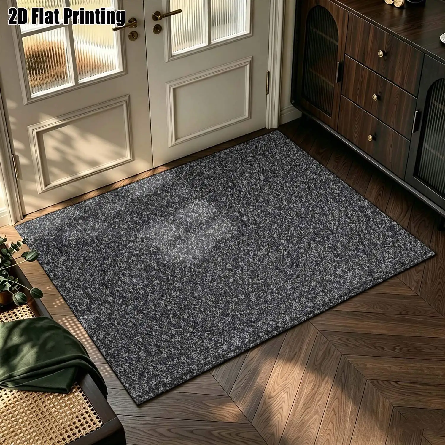 1Pc 2D Printed Dark Gray Abstract Texture Nordic/Instagram Style Modern Minimalist Geometric Carpet, Home Decor, Multi-Size, Machine Washable, for Entrance, Dining Room, Foyer, Bedroom, Living Room
