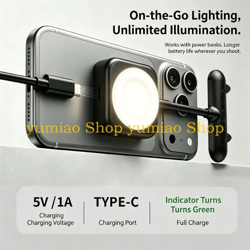 587B Flexible Phone Light 5 Color Temperature picks 400mAh Battery Type C